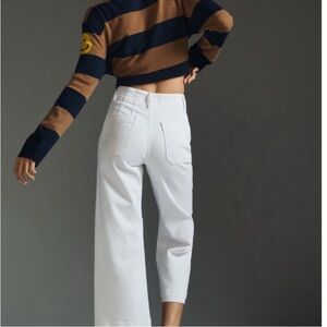 Anthro Pilcro Pants Jeans White Wide Leg Crop The Skipper Front Pockets Size 32